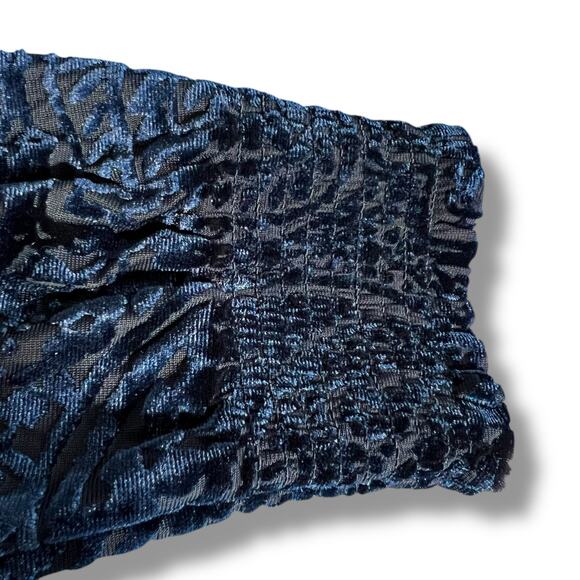 Tommy Hilfiger Womens Velvet Burnout Faux Wrap High Waist Above Knee Blue Sz 12 - Picture 11 of 14